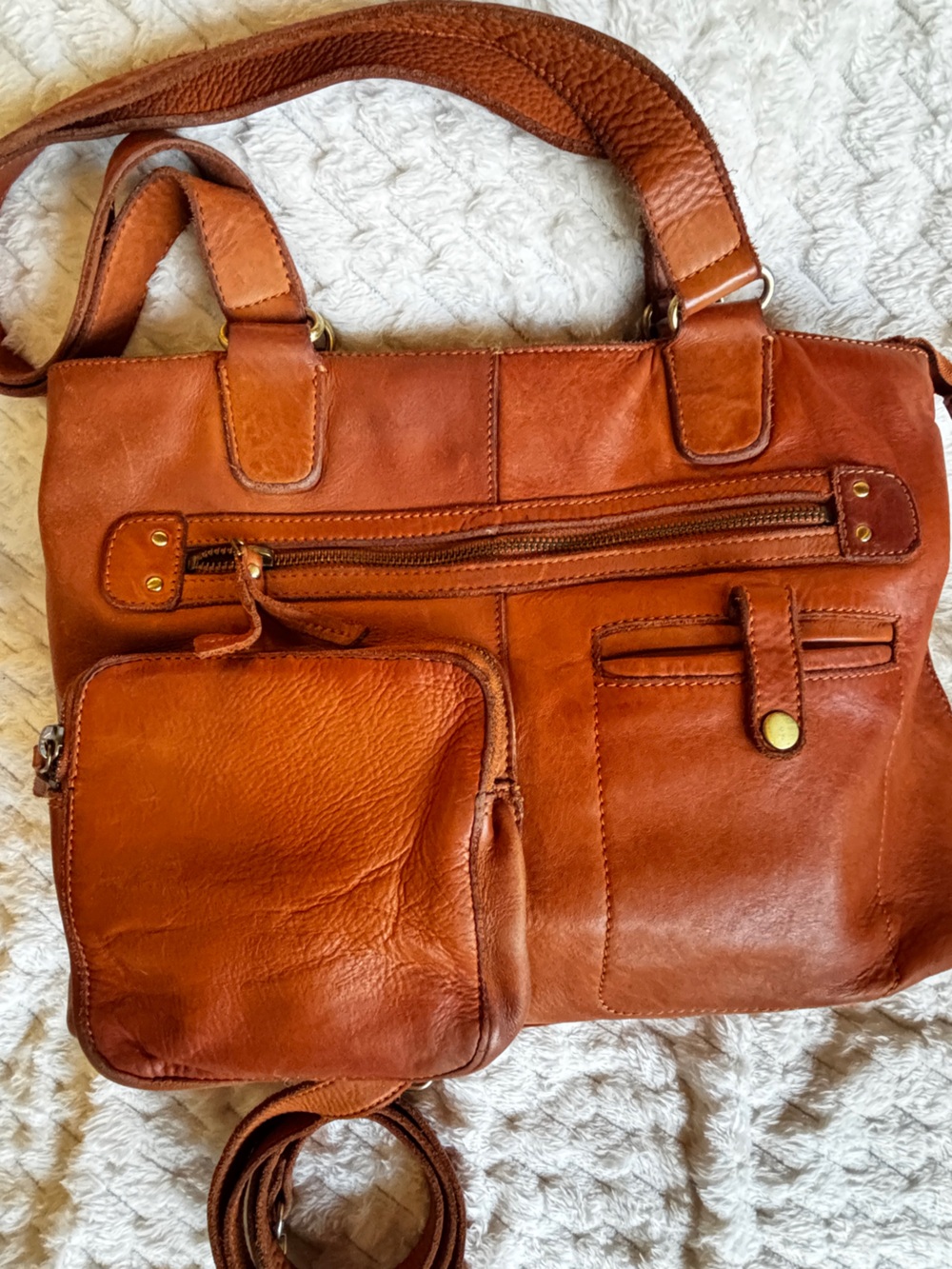 Marta Ponti Portugal Leather Laptop Tote Organizer Gold HW